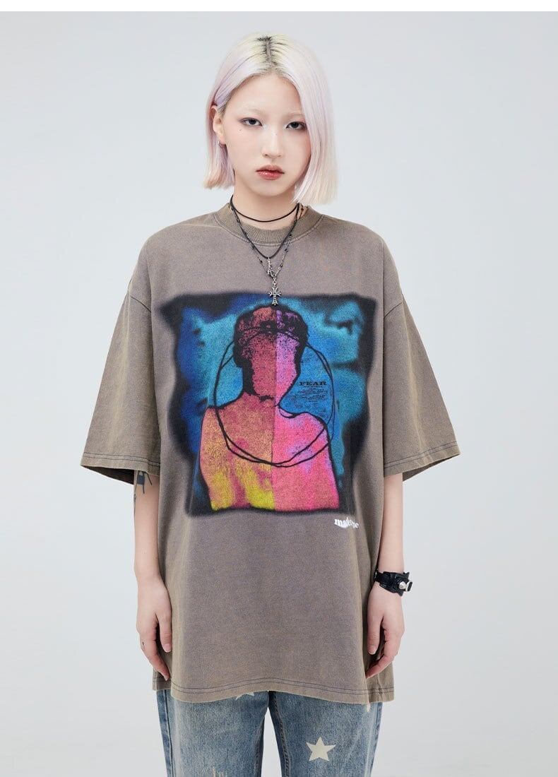 大注目 ファッション ストリート系 ヴィンテージ加工 プリントTシャツ ＜S-2875＞