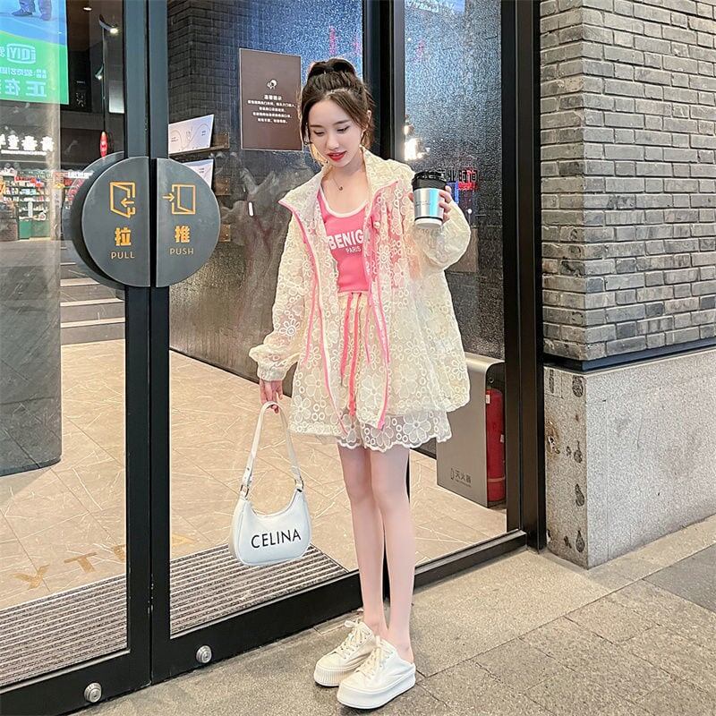 新作 日焼け対策 美感いっぱい 透け感 無地 パーカー ＜S-4984＞