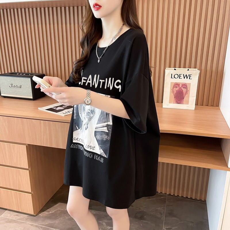質感のいい 半袖 ラウンドネック Tシャツ ワンピース ＜S-8638＞