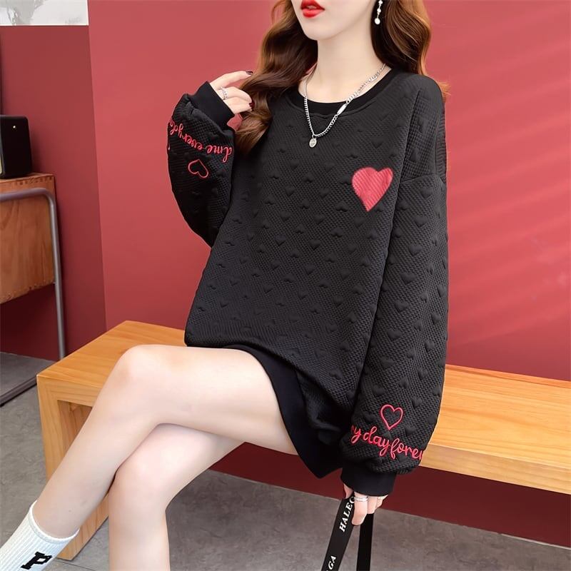 定番シンプル アルファベット刺? ハートマーク 三色 スウェット＜S-3996＞