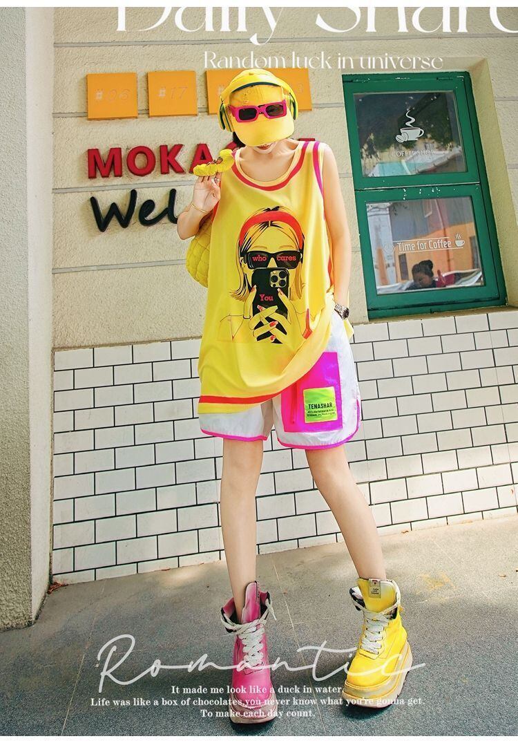 軽い生地が夏にぴったり！ ノースリーブ プリント全2色 Tシャツ カットソー＜S-11359＞