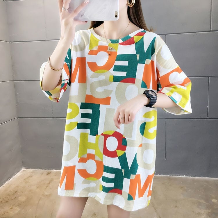 売り切れ必至 カラーマッチング 個性派 プリント全2色 半袖Tシャツ カットソー ＜S-8556＞