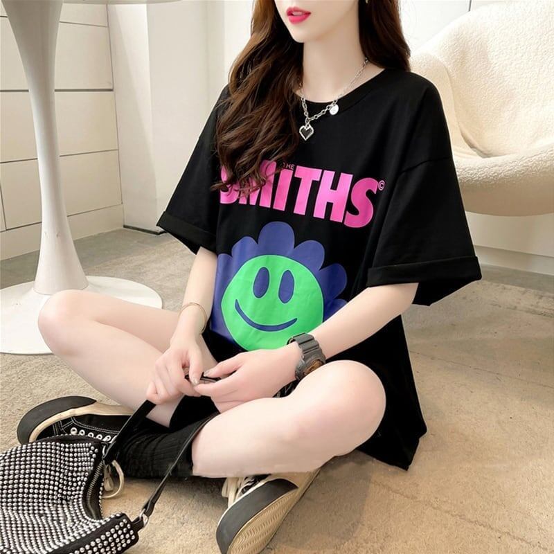 美人度アップ 切り替え ファッション プリント Tシャツ カットソー＜S-3412＞