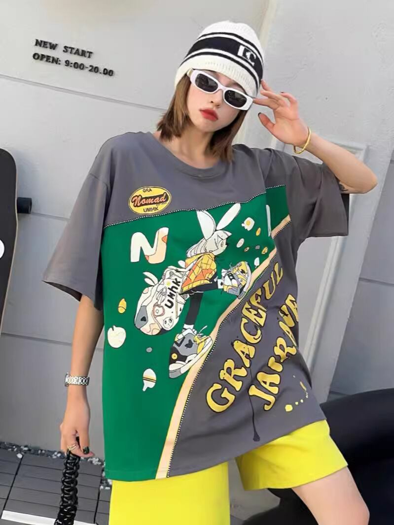着回し力抜群 ファッション 個性派 レース プリント全3色 半袖Tシャツ<S-8981>