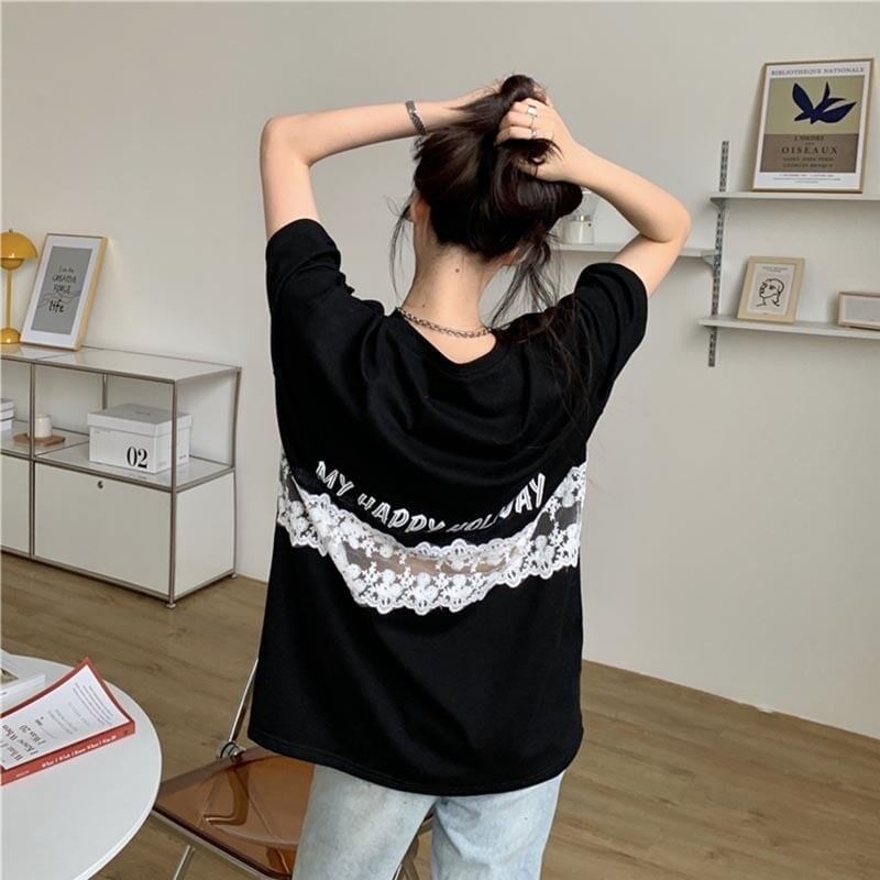 オシャレ度満点 切り替え 一目惚れ プリント Tシャツ カットソー＜S-3560＞