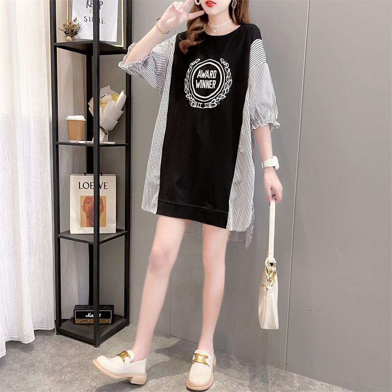 期間限定 ストライプ柄 新作 切り替え プリント 全3色 半袖Tシャツ カットソー ＜S-8685＞