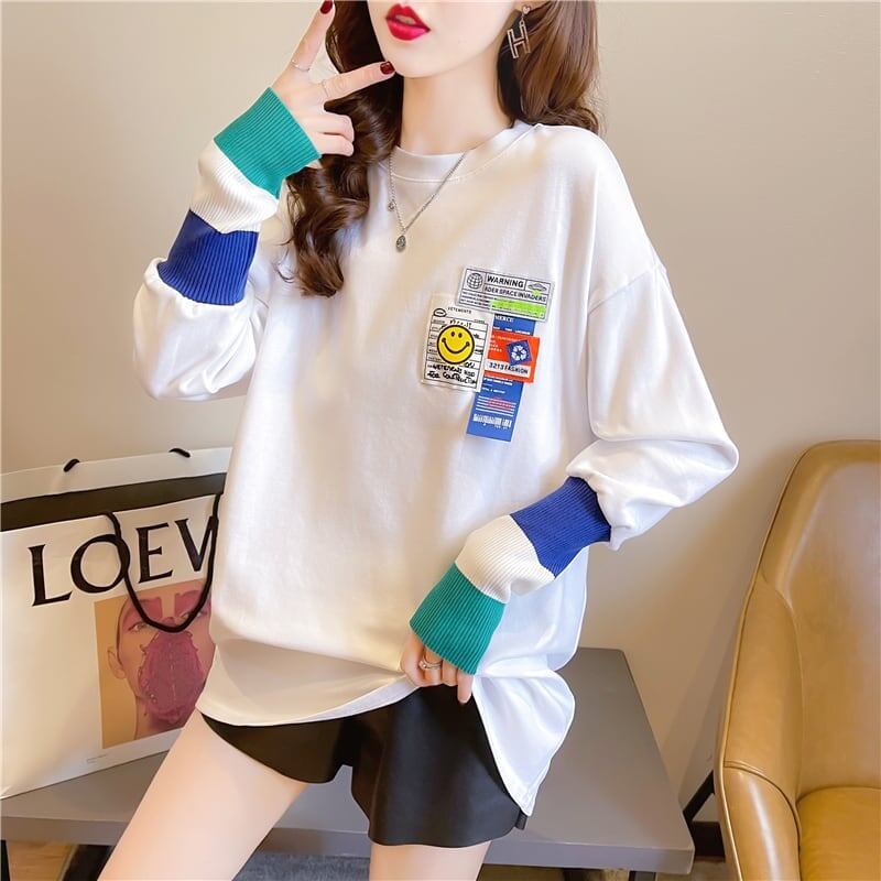 個性的なデザイン 切り替え 好感度満載 プリント Tシャツ カットソー＜S-3665＞