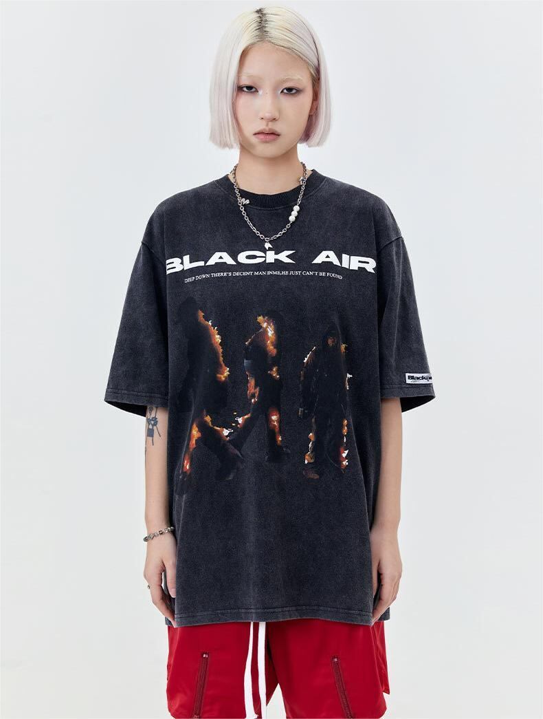 タイドブランド  アメリカンストリート レトロフレームプリントTシャツ<S-2905>