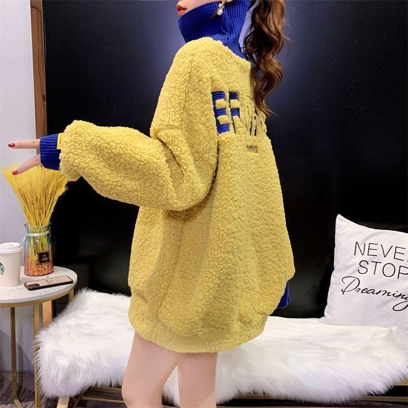 もこもこハイネックボアトレーナー全3色厚手スウェット<S-4394>