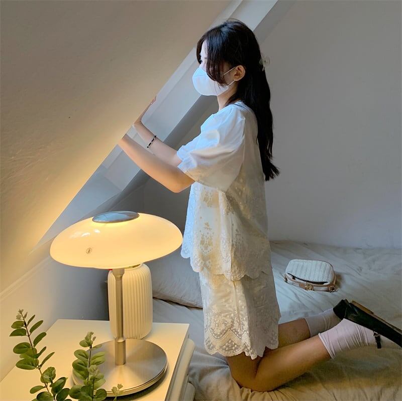 カジュアル 切り替え オシャレ度満点 ブラウス＋ショートパンツ セットアップ＜S-3233＞