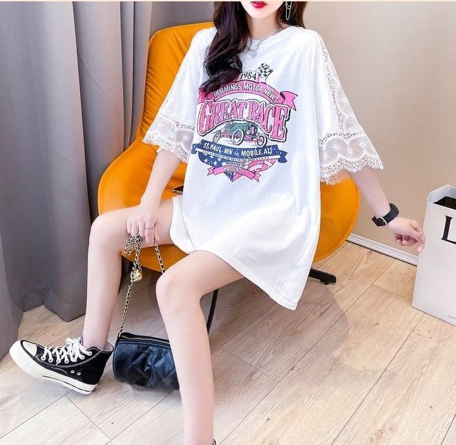 新作 プリントTシャツ ロング 半袖 ピンク＜S-2810＞