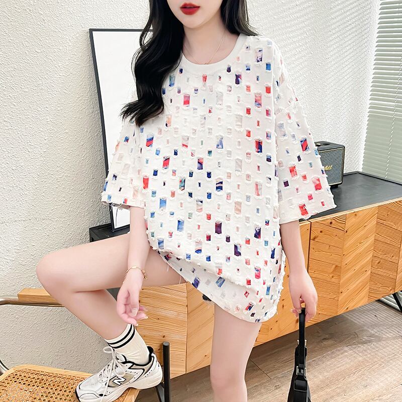 着回し力抜群 カジュアル 個性派 ゆったりトップス 半袖Tシャツ 全2色＜S-8263＞