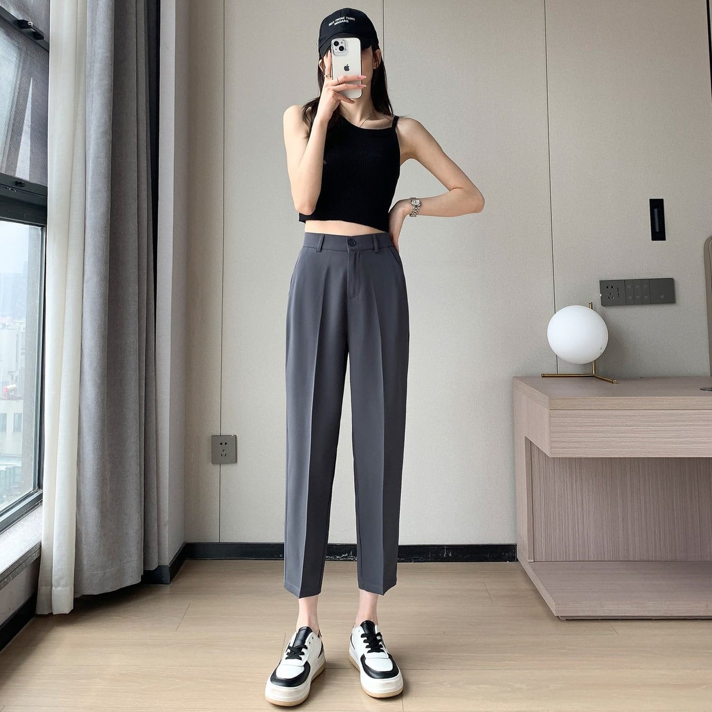 超人気 9分丈スラックスパンツ ファッション 通勤パンツ<S-8182>