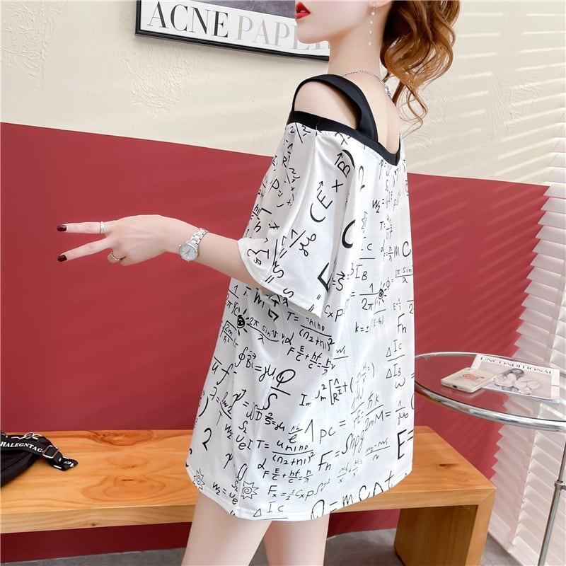着心地抜群 切り替え 女性力を高める プリント Tシャツ カットソー＜S-3572＞