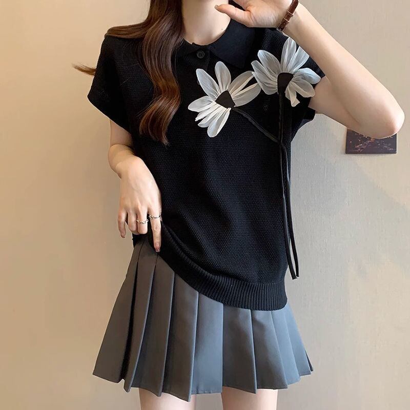 新作 上質 話題沸騰中 好感度UP ニット 全2色 半袖Tシャツ＜S-8734＞
