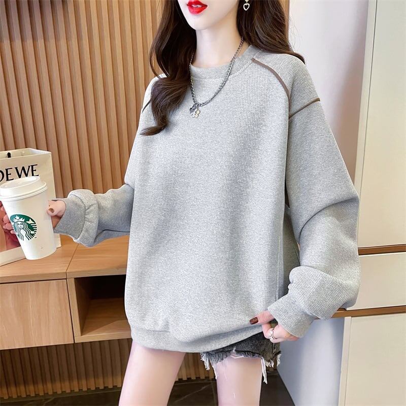 定番シンプル  ワッフル スウェット三色ありトップス＜S-4152＞
