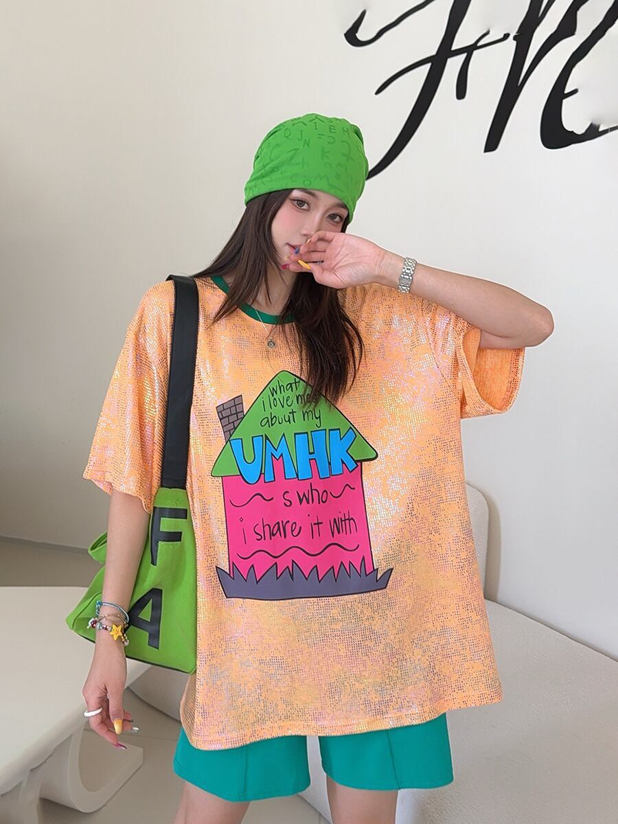 個性派 売れ筋 おすすめ 絶対流行 早い者勝ち カジュアル 2色選択 Tシャツ<S-11373>