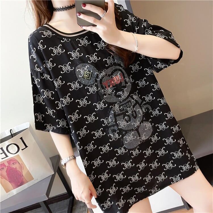 着せ 立体のリボン バックオープン ロング Tシャツ ゆったり半袖 ＜S-2920＞