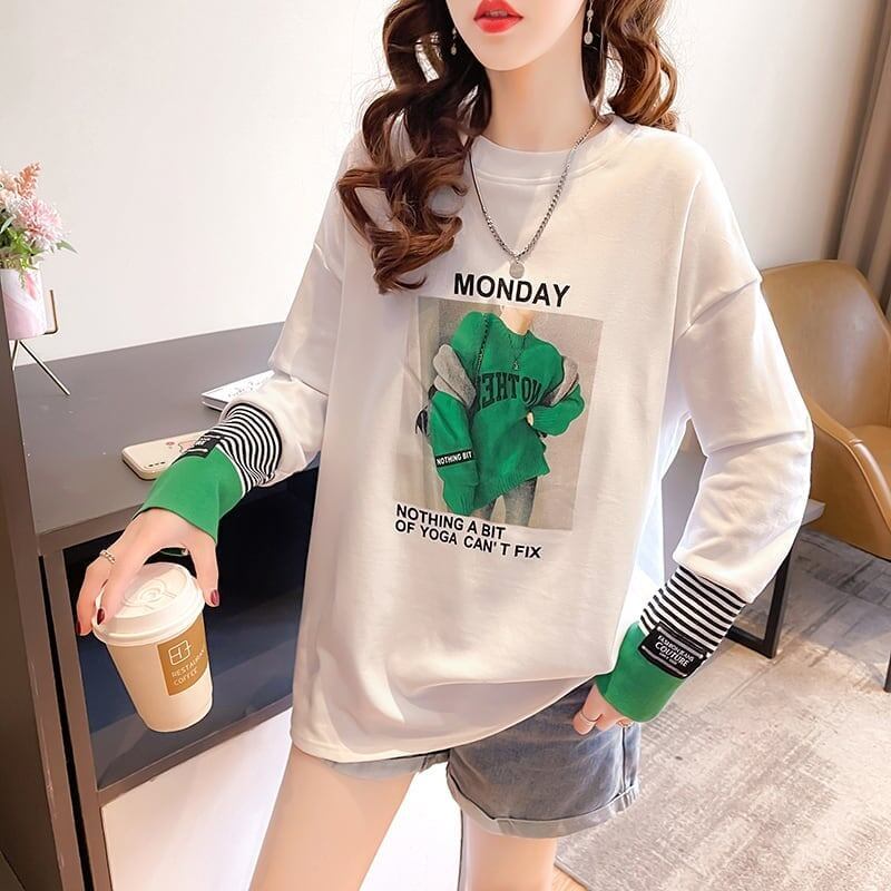 女性力を高める ラウンドネック 着心地抜群 プリント Tシャツ カットソー＜S-2865＞