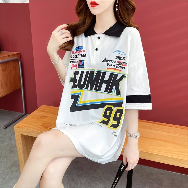 着心地抜群 切り替え 女性力を高める プリント Tシャツ カットソー＜S-3524＞