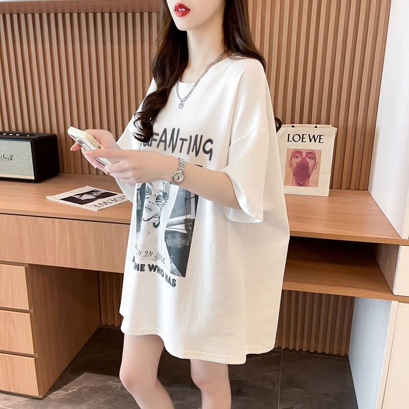 質感のいい 半袖 ラウンドネック Tシャツ ワンピース ＜S-8638＞