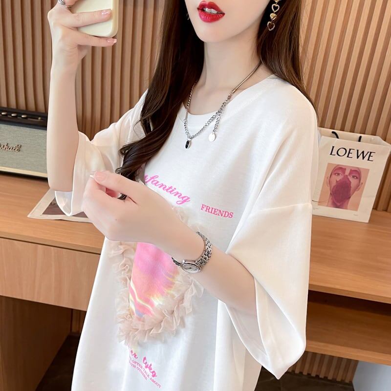 絶対欲しい プリント ロゴ ゆったり 3色半袖Tシャツ＜S-8315＞