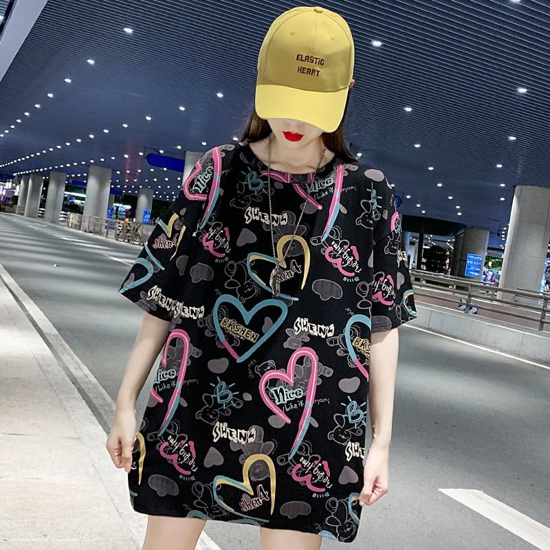 新商品 カジュアル 個性派 プリント ゆったり 半袖Tシャツ＜S-8534＞