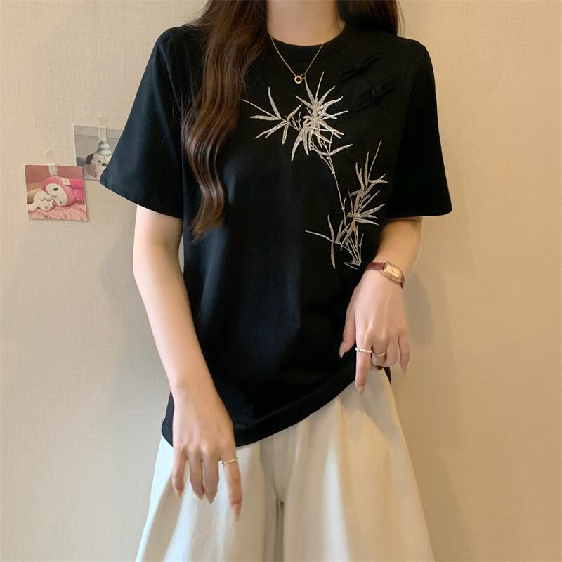 おすすめ 海外トレンド カジュアル モーダル 刺繍 半袖Tシャツ＜S-8476＞