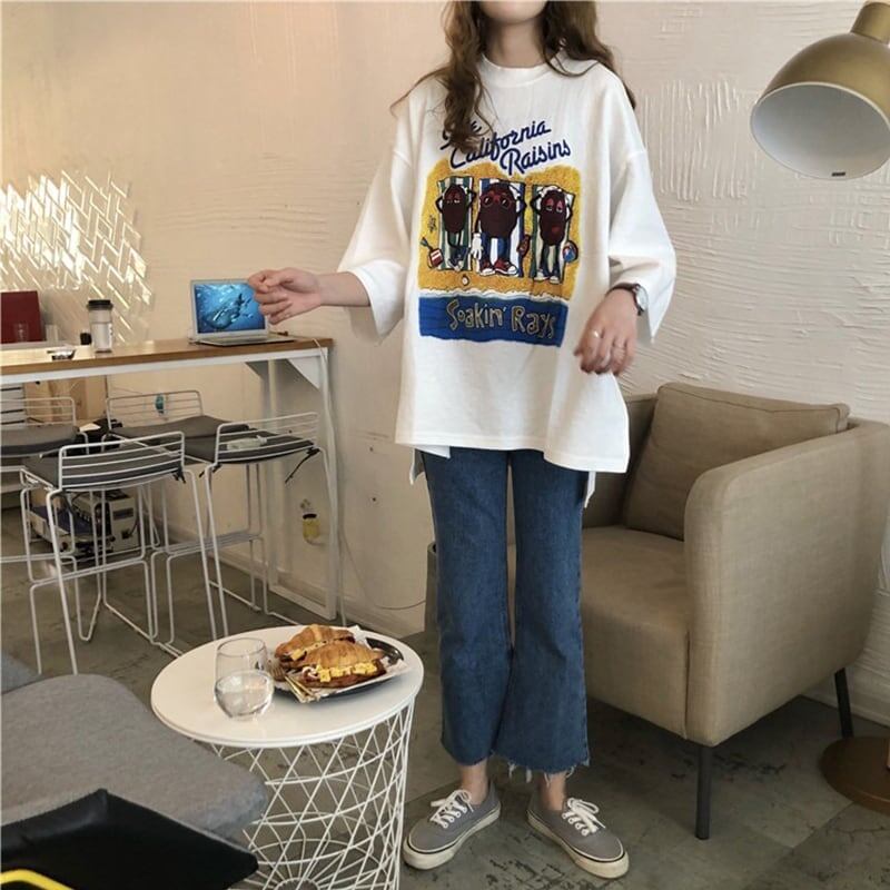 合わせやすい 切り替え 美人度アップ プリント Tシャツ カットソー＜S-3447＞
