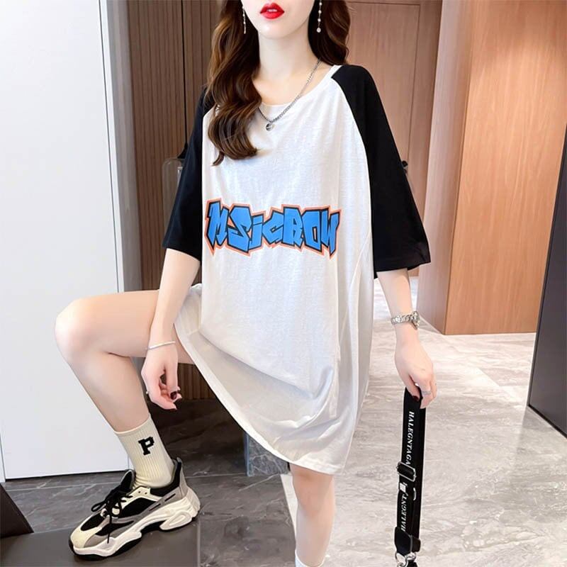 好感度満載 切り替え 美感いっぱい プリント Tシャツ カットソー＜S-3621＞