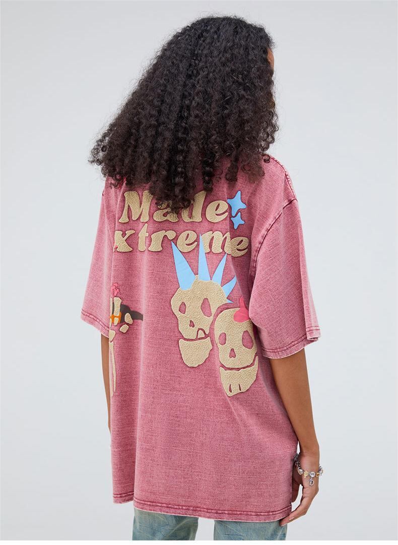 ストリートトレンドのレターファンプリント半袖Tシャツ<S-2906>