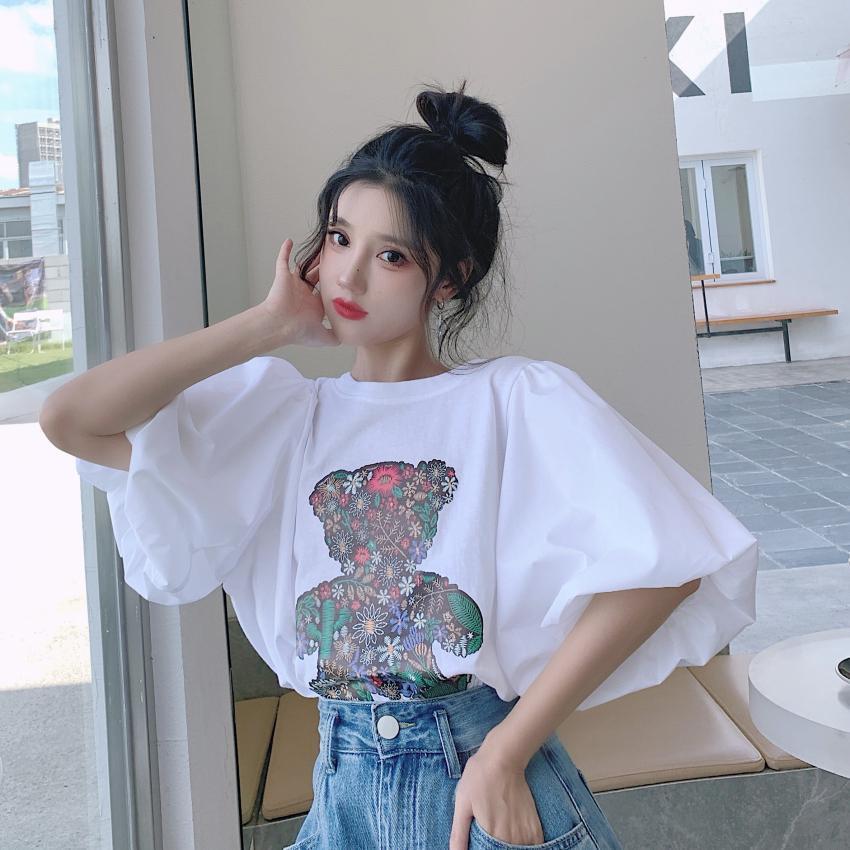 キュート プリント ファッション ゆったり 全4色 半袖 Tシャツ＜S-11521＞