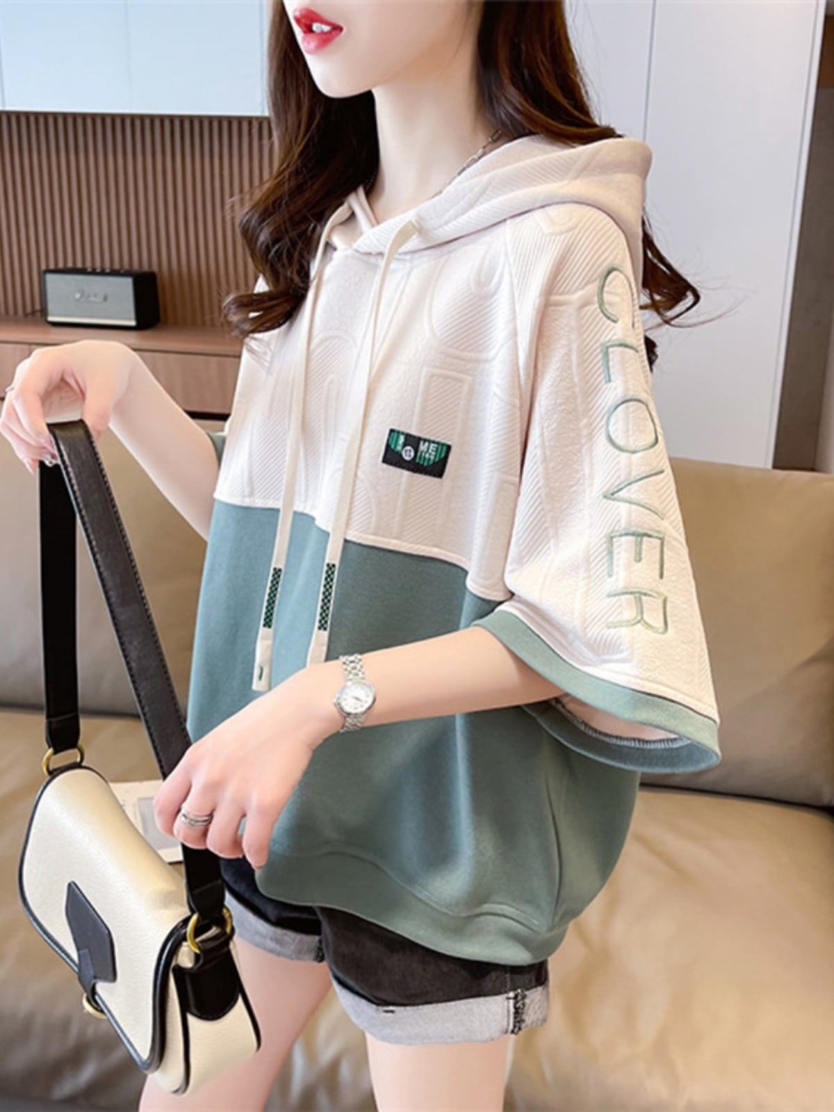 高級感 帽子付き 半袖 Tシャツ スウェット ＜S-8640＞
