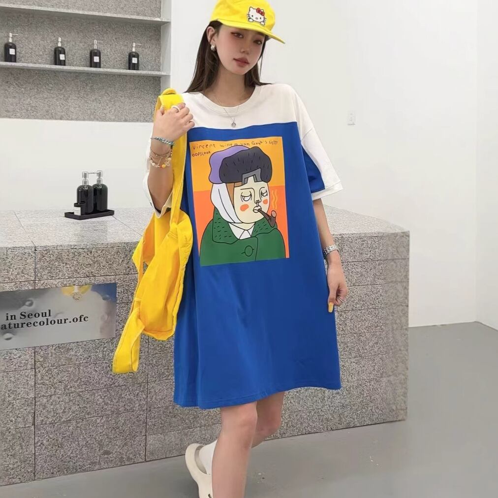 おすすめ 好感度UP 海外トレンド カジュアル 全3色 半袖 Tシャツ ワンピース ＜S-11556＞