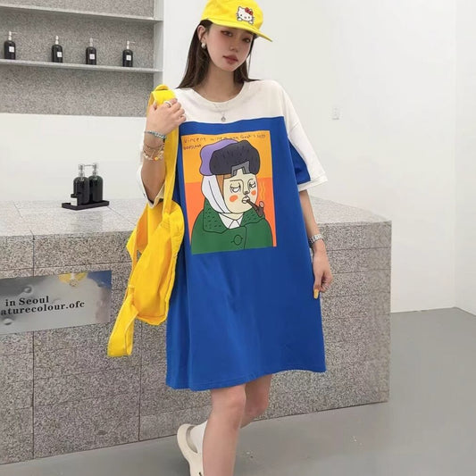 おすすめ 好感度UP 海外トレンド カジュアル 全3色 半袖 Tシャツ ワンピース ＜S-11556＞