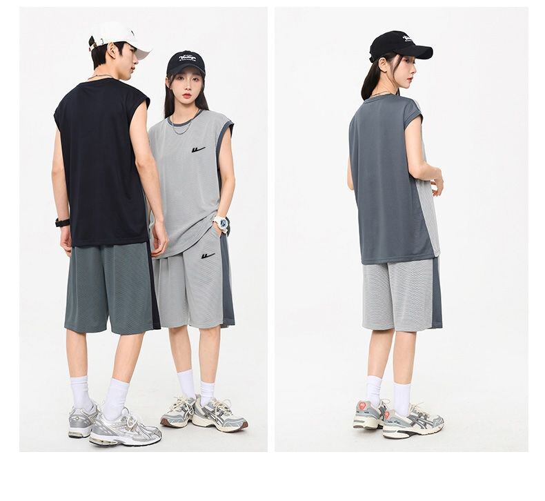 売り切れ必至 ファッション 超人気 男女兼用 ノースリーブＴシャツⅹパンツセット全5色<S-8754>