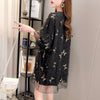 イントレンディなメッシュフェイクツーピースバタフライTシャツルーズトップ<S-2858>