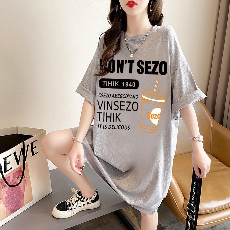 快適 ラウンドネック カジュアル 半袖 Tシャツ ワンピース＜S-8634＞