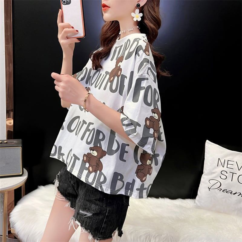 着心地抜群 ラウンドネック 好感度満載 プリント Tシャツ カットソー＜S-2879＞