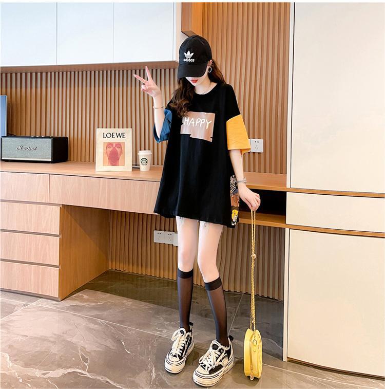 遊び心溢れるキュートなデザインのレディースゆったり半袖Tシャツ<S-2855>