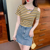 カジュアル 切り替え オシャレ度満点 プリント Tシャツ カットソー＜S-3565＞