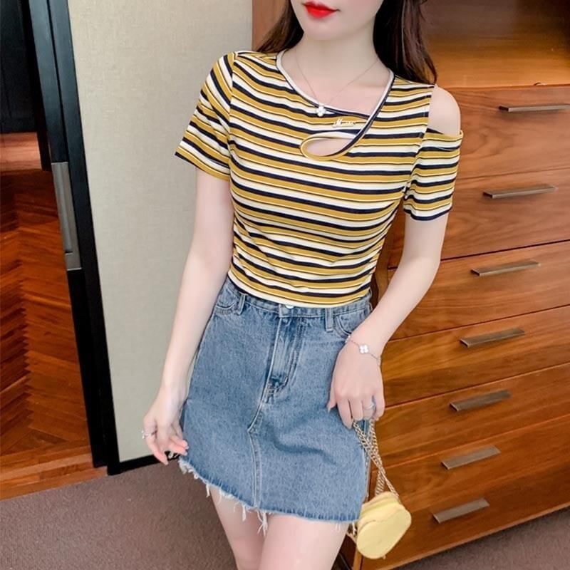 カジュアル 切り替え オシャレ度満点 プリント Tシャツ カットソー＜S-3565＞