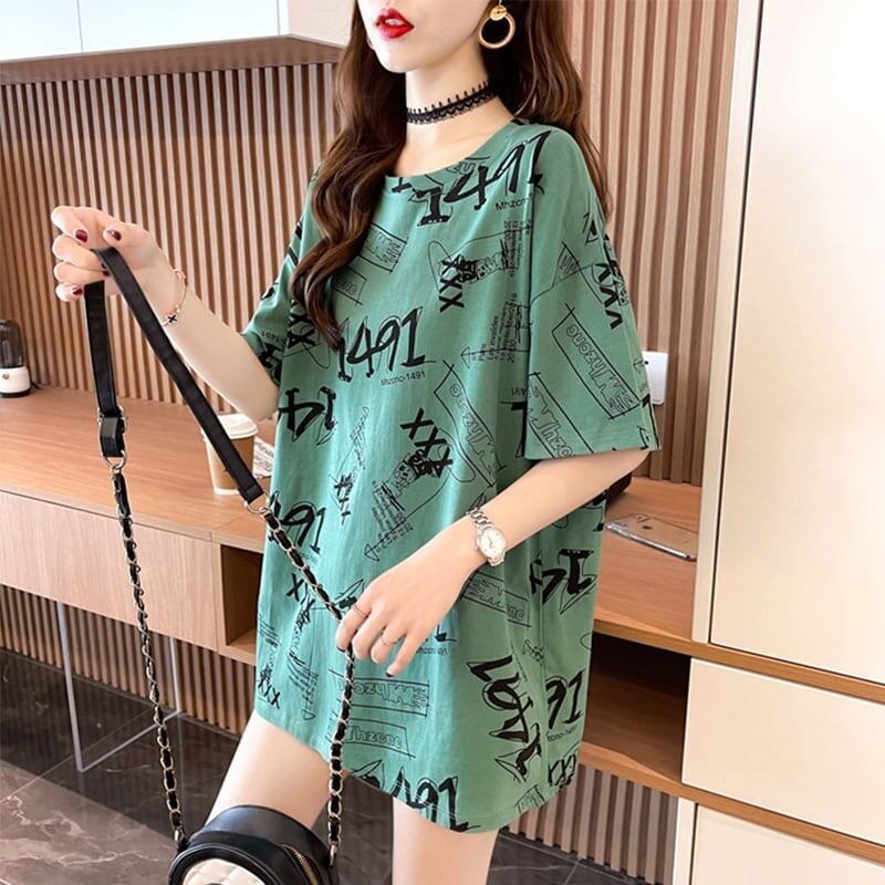 オシャレ度満点 プリント カジュアル Tシャツ カットソー＜S-3301＞