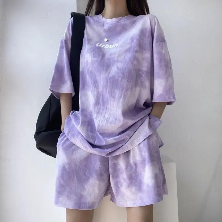 売り切れ必至 絞り染め カジュアル モーダル 半袖Ｔシャツⅹパンツセット全4色 <S-8681>