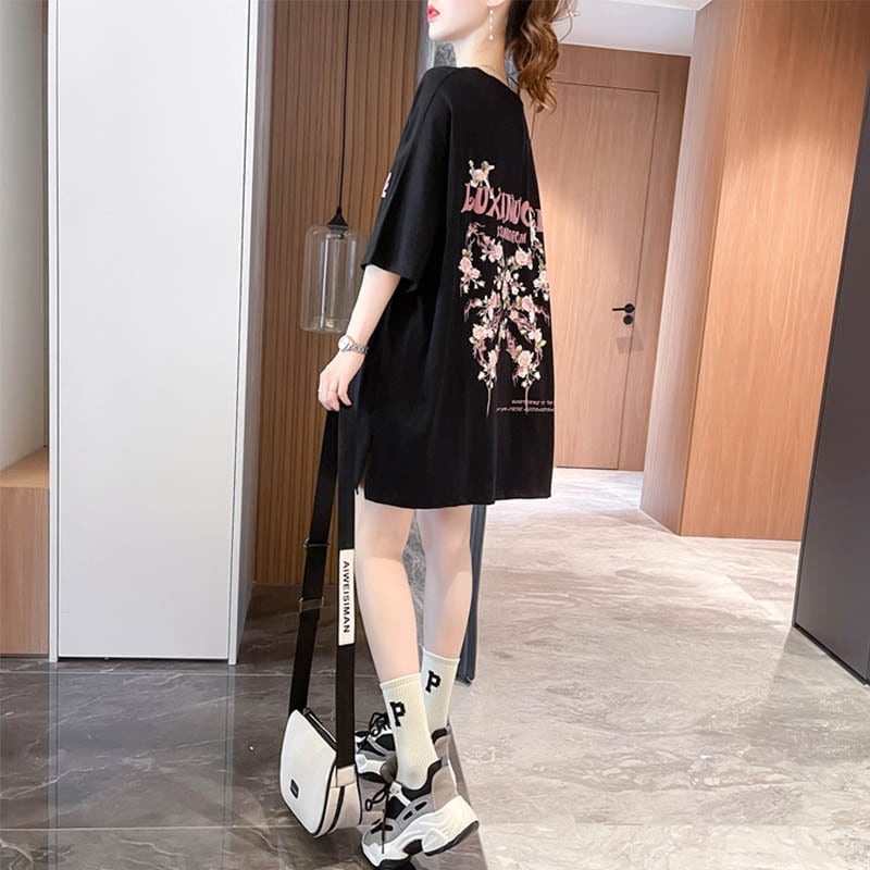 スタイリッシュ 切り替え 一目惚れ プリント Tシャツ カットソー＜S-3619＞