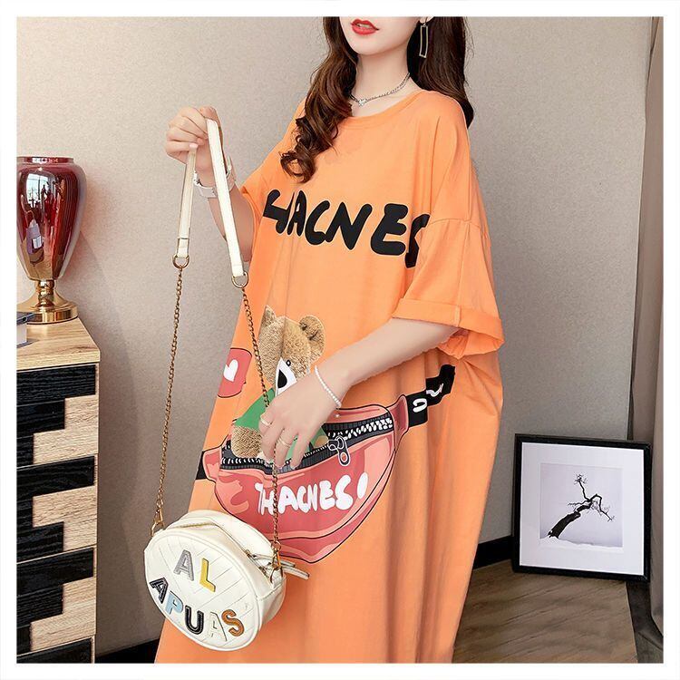 スタイリッシュ プリント カジュアル Tシャツ カットソー ワンピース＜S-8285＞