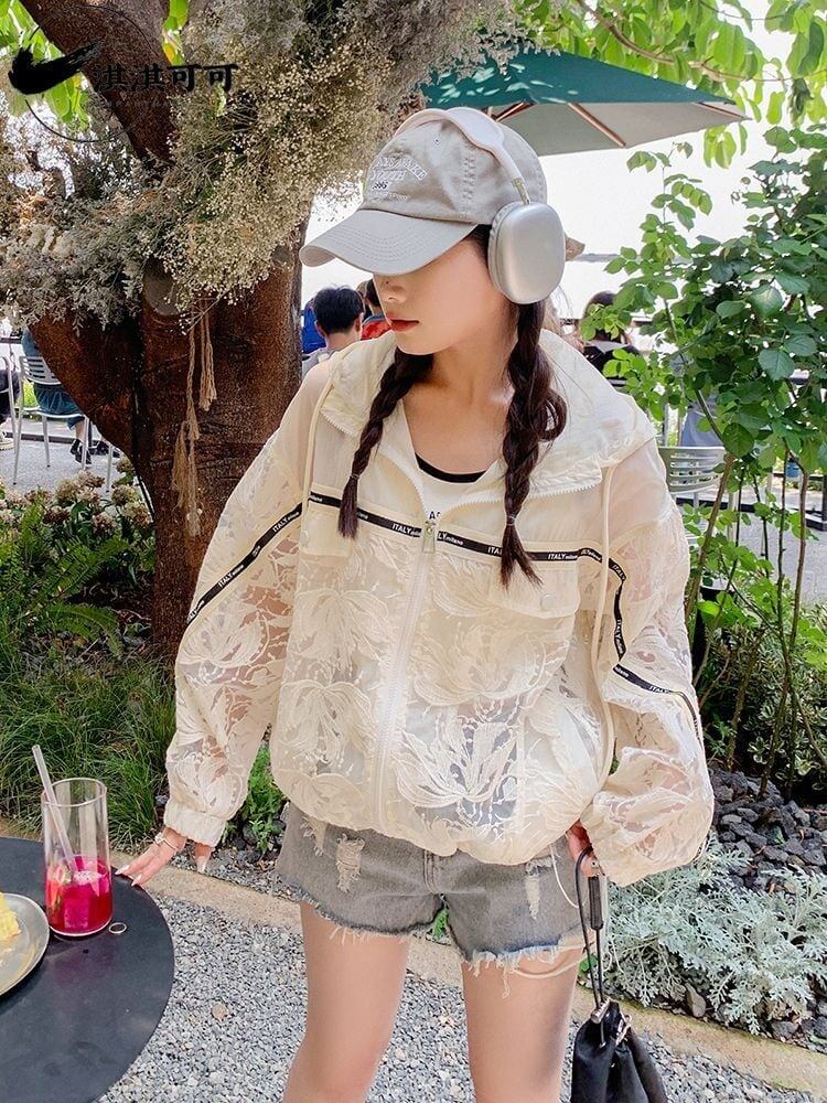 数量限定 透け感 美人度アップ 日焼け対策 冷房対策 UVカット フード付き パーカー＜S-4975＞
