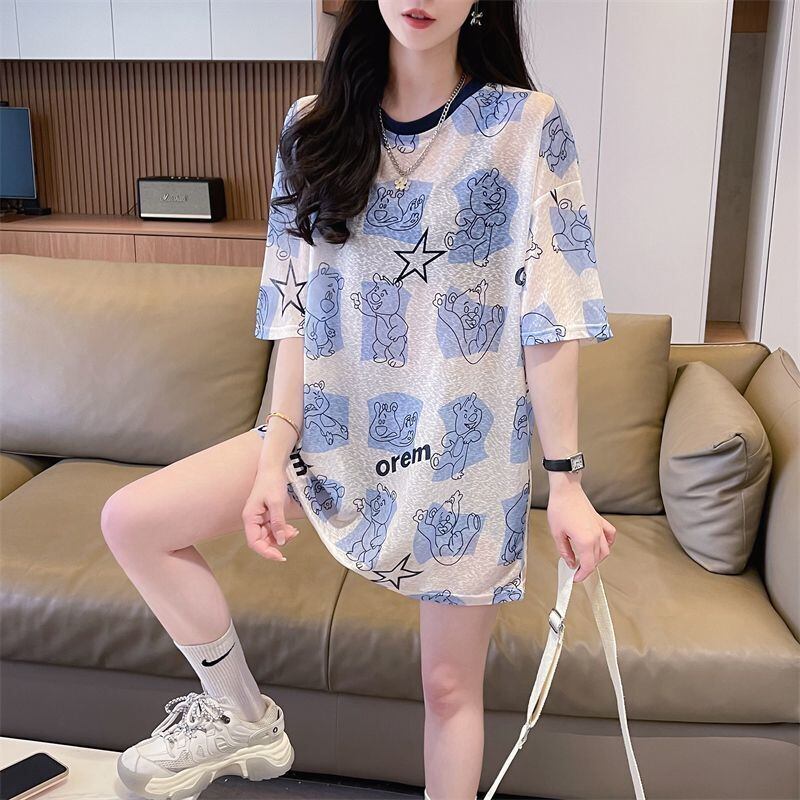 【半額！期間限定！！】絶対流行 キュート カジュアル プリント 日焼け止め 半袖Tシャツ＜S-8576＞