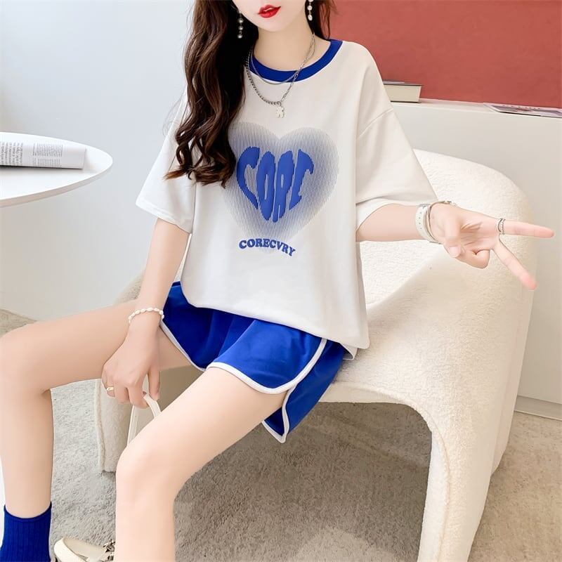 スタイリッシュ 切り替え 一目惚れ Tシャツ＋ショートパンツ セットアップ＜S-3614＞
