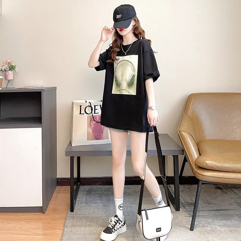 着心地良い Tシャツ ビジュー 四色 ゆったり半袖＜S-2994＞